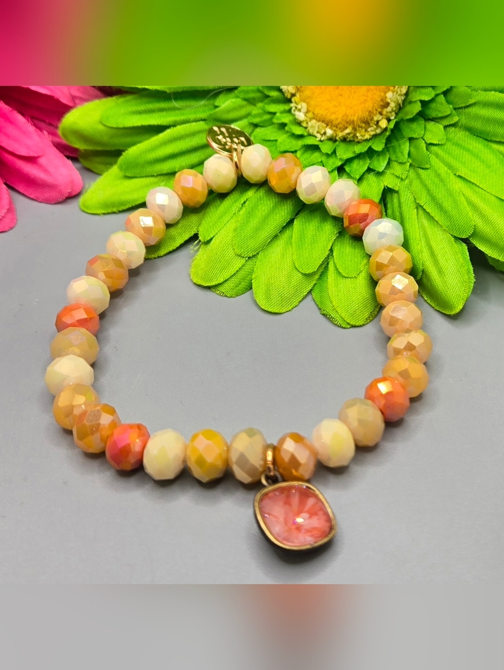 Crystal Bracelet Faceted Glass w/AB Coating Has Hangtag Sizes 6½ - 7